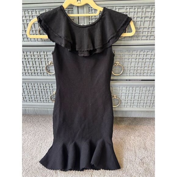NWOT Milly Minis black knit flounce dress, Sz 10 , $225 B36 - Picture 6 of 7